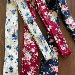 3 Floral Mens Ties